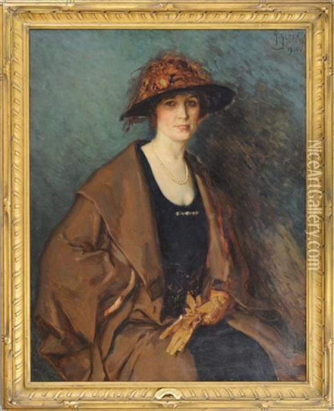 Portrait Of Gertrude Atherton Oil Painting - Mathias Joseph Alten