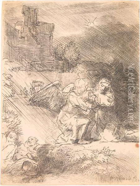 The Agony In The Garden. Oil Painting - Rembrandt Van Rijn