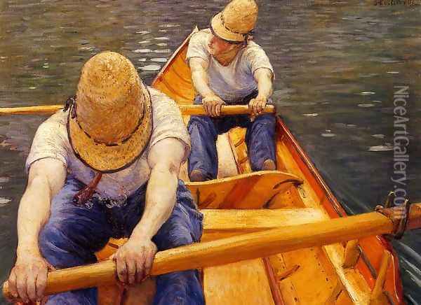 Oarsmen Oil Painting - Gustave Caillebotte