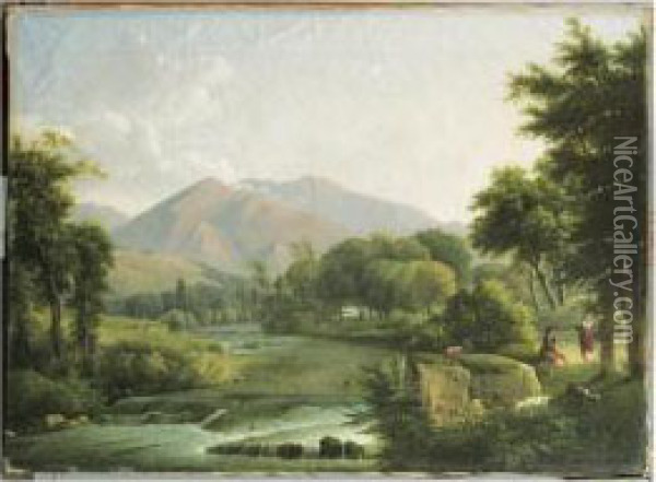 Paysage D'italie Oil Painting - Alexandre-Hyacinthe Dunouy