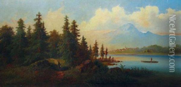 Alpenlandisches Seeufer Oil Painting - Edouard Boehm