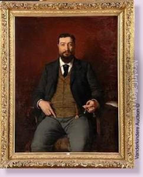 Portrait D'un Notable Au Cigare Oil Painting - Emile Troncy