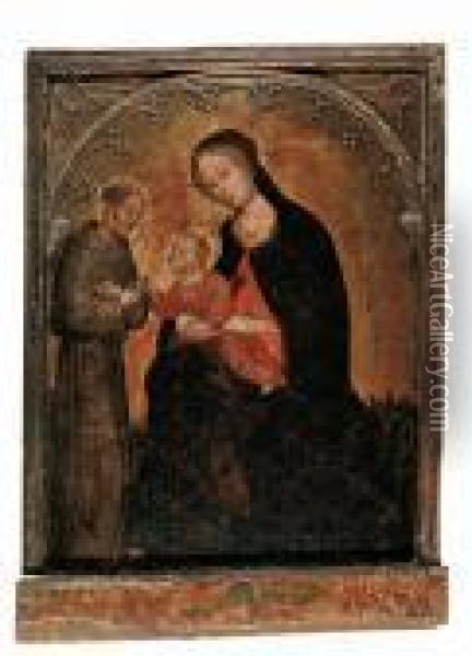 Madonna Mit Kind Und Hl. Franziskus Oil Painting - Ottaviano Nelli Di