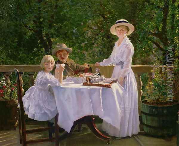 Summer Afternoon Tea Oil Painting - Thomas Barrett