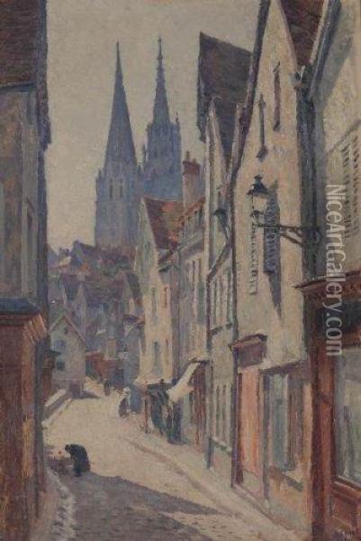 La Rue Du Bourg A Chartres Oil Painting - Louis Hayet