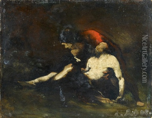 Die Folter Des Alonso Cano (study) Oil Painting - Theodule Ribot