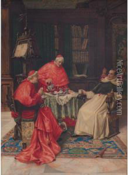 Cardinals Oil Painting - Pietro Pavesi