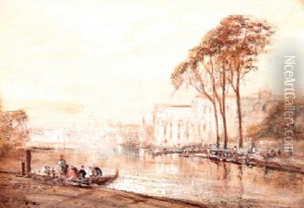 Les Gondoles A Venise Oil Painting - Edouard-Jacques Dufeu