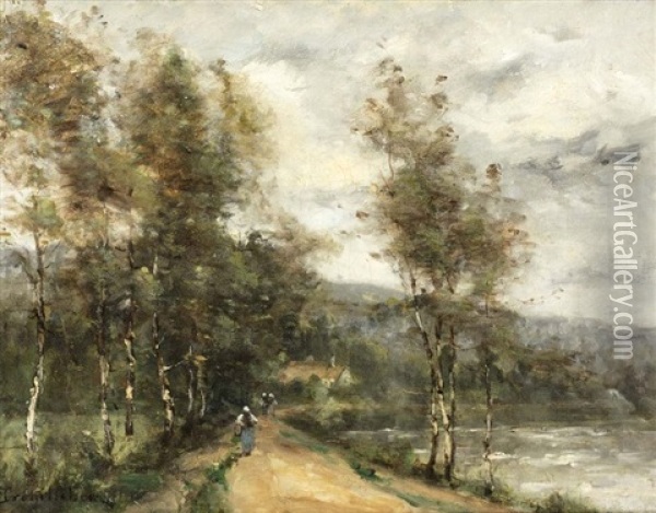 Chemin Pres De La Riviere Oil Painting - Paul Desire Trouillebert