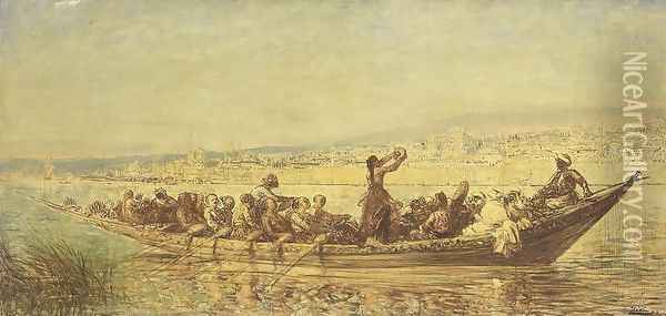 Moorish Rowers at Constantinople Oil Painting - Felix Ziem