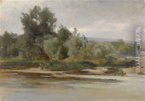 Italienische Flusslandschaft Oil Painting - Wilhelm Riedel