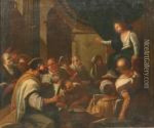 The Twelve Year Old Christ Preaching In The Temple Oil Painting - Luca Giordano
