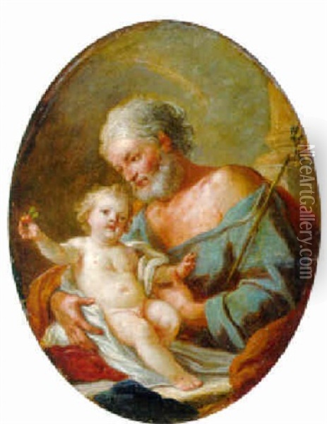 Saint Joseph And The Christ Child Oil Painting - Francesco de Mura