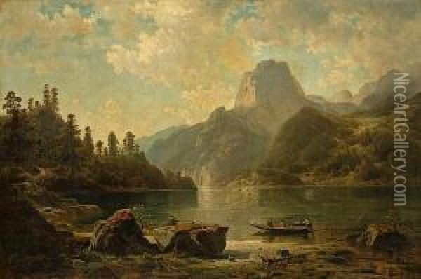 In The Alps Oil Painting - Ernst Von Raven