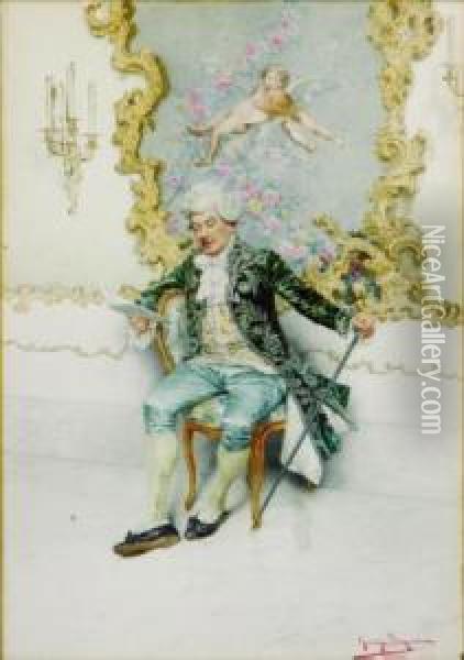 An Elegant Gentleman Oil Painting - Guiseppe Signorini