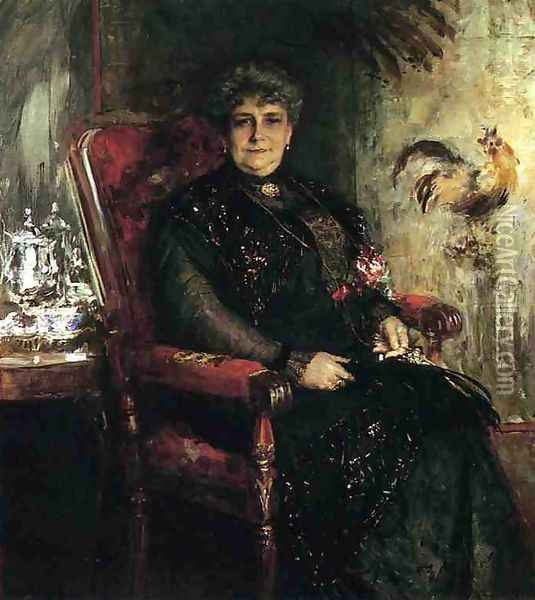 Portrait of Mme. E. H. Bensel Oil Painting - William Merritt Chase