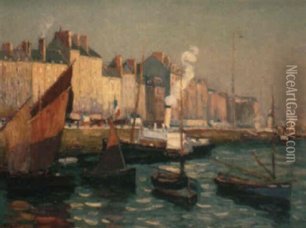 Le Quai De Southhamton Au Havre Oil Painting - Narcisse Guilbert
