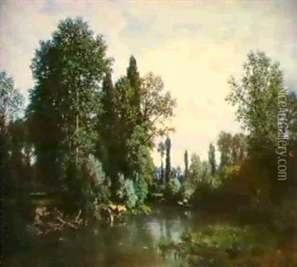 La Seine Oil Painting - Louis Hector Pron