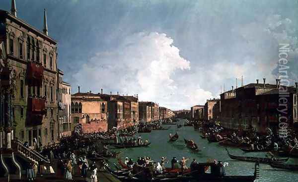 A Regatta on the Grand Canal, c.1735 Oil Painting - Studio of Canaletto, Antonio