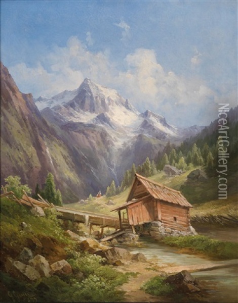 Partie Im Gebirge (osttirol?) Oil Painting - Georg Geyer