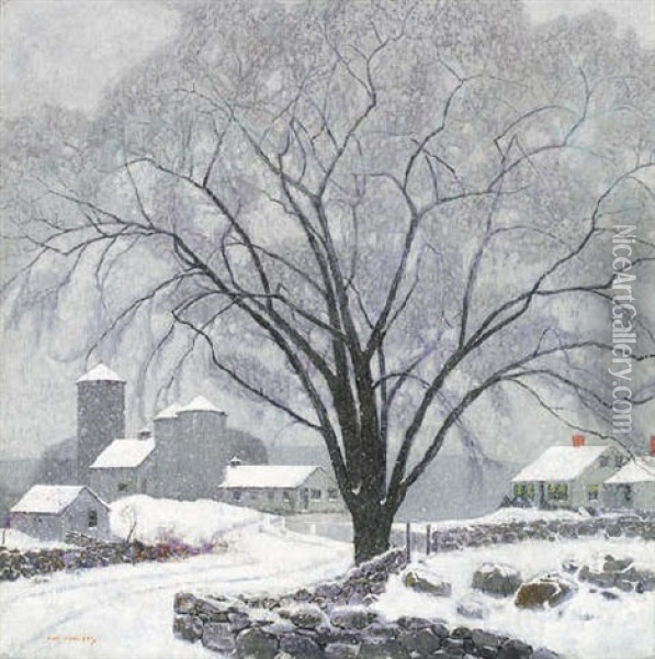The Farm In Winter Oil Painting - Carl Lawless