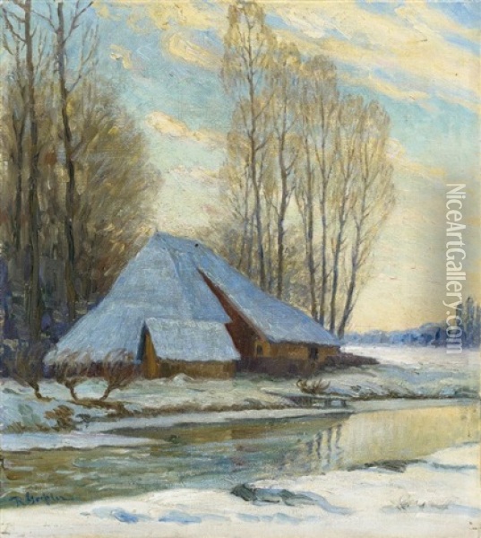 Wintertag Oil Painting - Richard Goessler