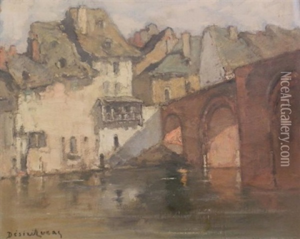Le Pont Rouge A Espalion Oil Painting - Louis Marie Desire-Lucas