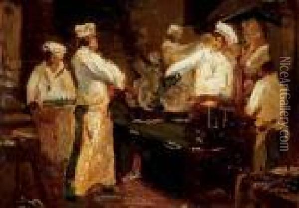 Les Cuisinieres Oil Painting - Adolphe Joseph Th. Monticelli