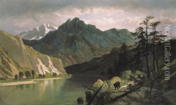 Bear Lake In The Wasatch Mountains Oil Painting - Frederick Ferdinand Schafer