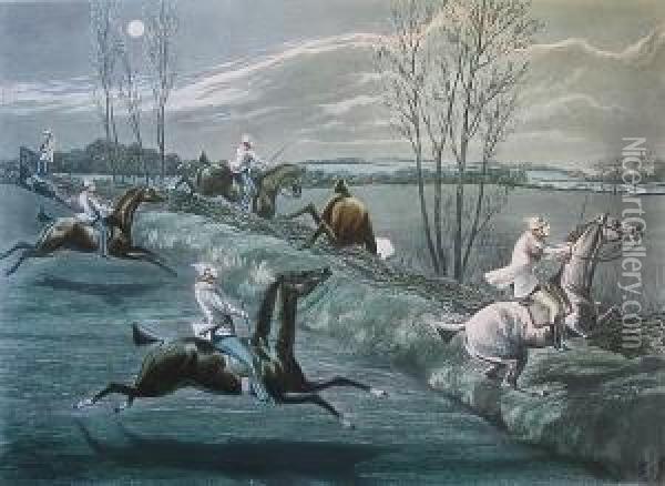 'the First Steeple Chase On Record' At Nacton, Near Ipswich Oil Painting - Henry Thomas Alken