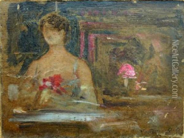 Femme Au Salon De The Oil Painting - Georges Desvallieres