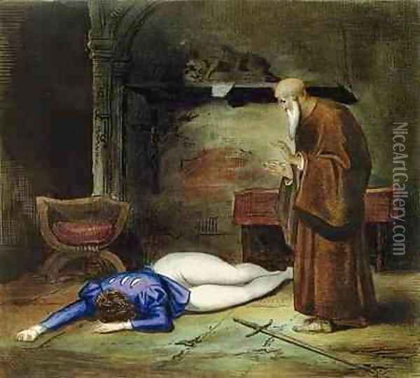 The Death of Romeo Oil Painting - Achille and Boulanger, Louis Deveria