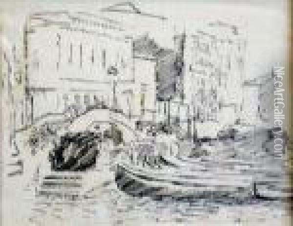 Zattere, Venice Oil Painting - George Leslie Hunter