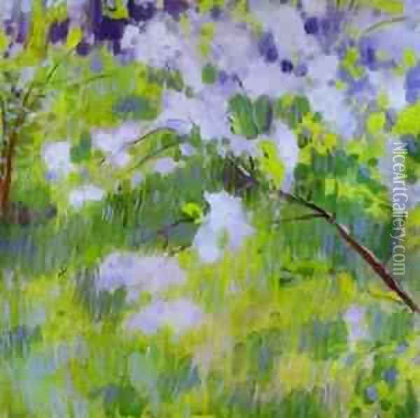 Cherry Trees In Blossom Study 1901 Oil Painting - Viktor Elpidiforovich Borisov-Musatov