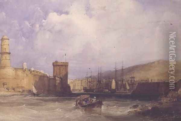 The Entrance to Marseilles Harbour Oil Painting - John Callow