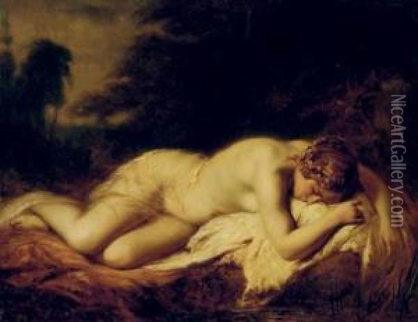 Sleeping Nude Oil Painting - Pierre Oliver Joseph Coomans