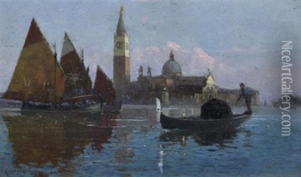 Venice At Dusk Oil Painting - William Heath Wilson