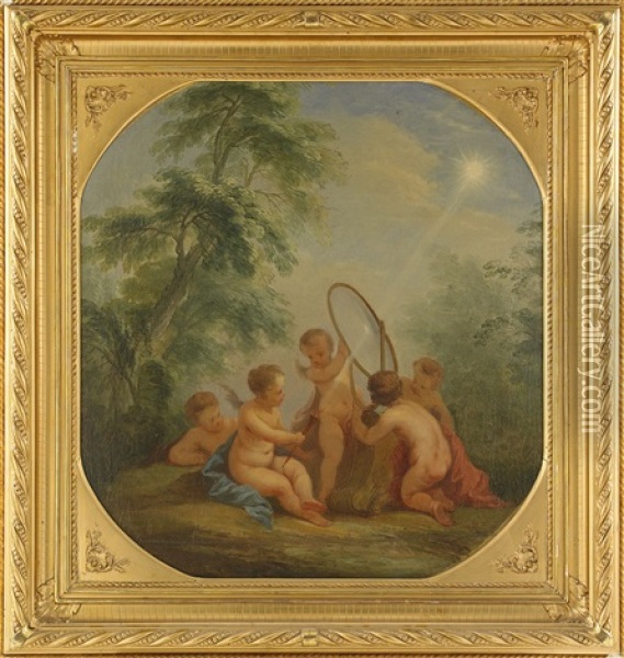 Allegori Over De Fyra Elementen - Elden - Dorroverstycke Oil Painting - Johan Pasch the Elder