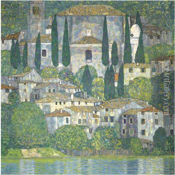 Kirche In Cassone (landschaft Mit Zypressen) Oil Painting - Gustav Klimt