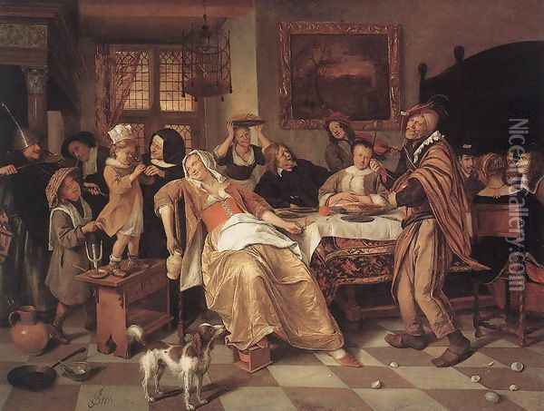The Bean Feast 1668 Oil Painting - Jan Steen