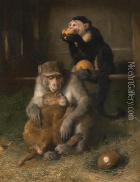 Doctor's Visit To Poor Relations At The Zoological Gardens Oil Painting - Sir Edwin Henry Landseer