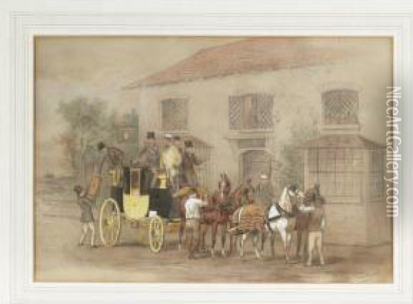 Grooming The Coach Oil Painting - William Henry Wheelwright