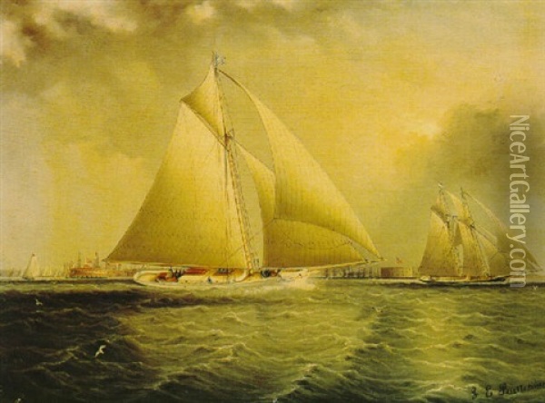 Yachting In New York Harbor Oil Painting - James Edward Buttersworth