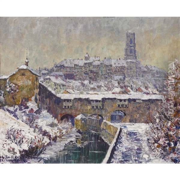 Fribourg Oil Painting - Charles Baillon-Vincennes