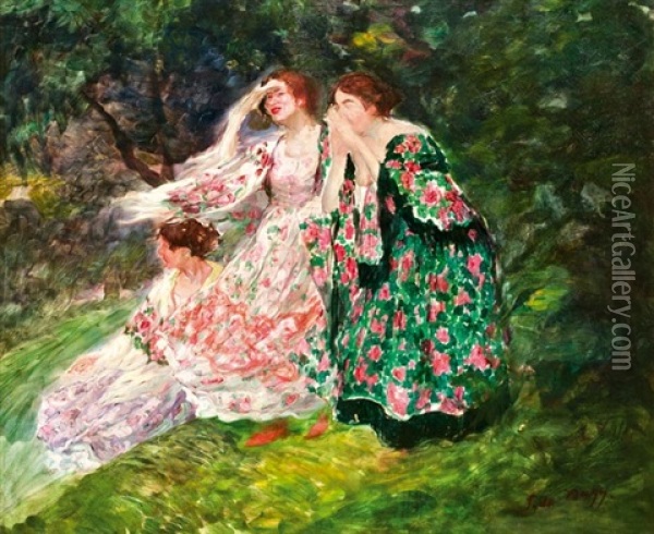A Szabadban Oil Painting - Sigismund Nagy