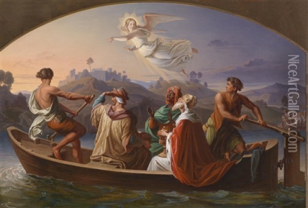 Die Drei Heiligen Konige Am Weg Nach Bethlehem Oil Painting - Joseph Binder