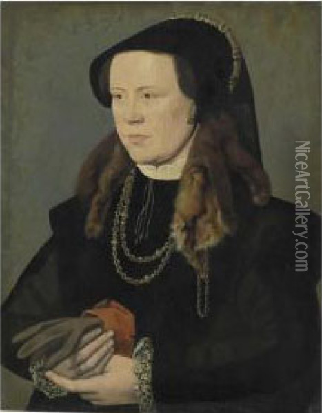 Portrait Of A Lady Oil Painting - William Scrots