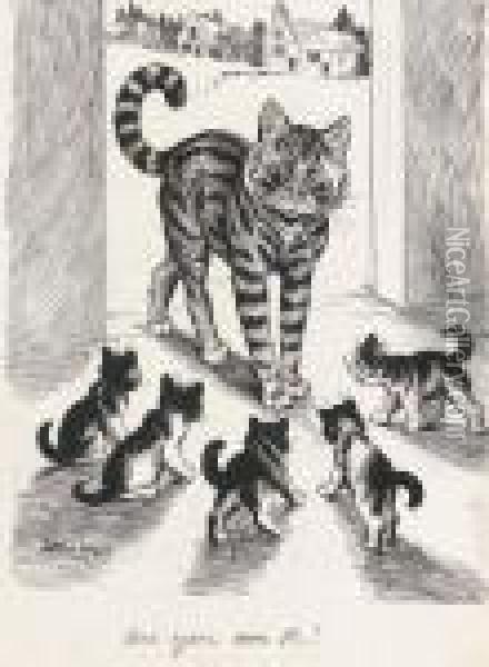 Are You Our Pa? Oil Painting - Louis William Wain