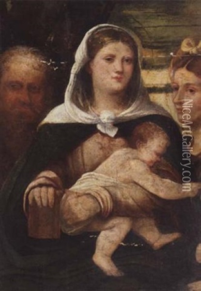 The Madonna And Child With Two Saints Oil Painting - Jacopo Palma il Vecchio