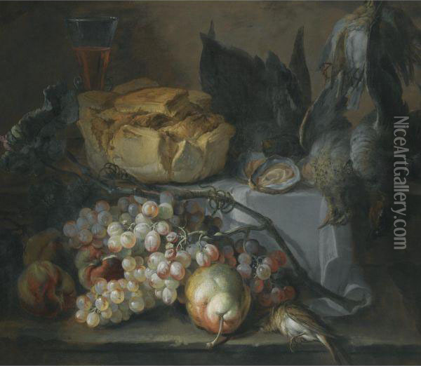 Still Life With A Loaf Of Bread Oil Painting - Pierre-Nicolas Huillot